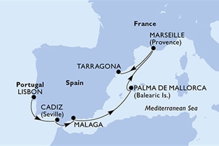 MSC MERAVIGLIA - Portugalsko, Španělsko, Francie (z Lisabonu)