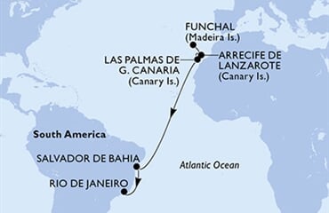 MSC Virtuosa - Portugalsko, Španělsko, Brazílie (Funchal)