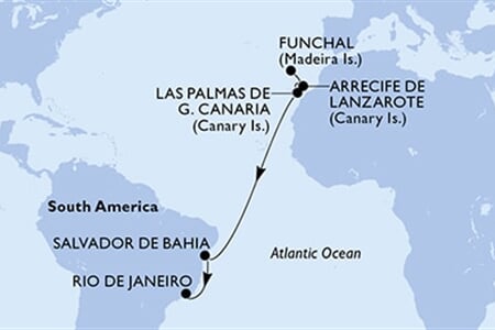 MSC VIRTUOSA - Portúgalia, Spanyolország, Brazília (a Funchal-ból)