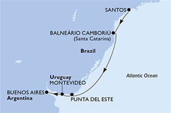 MSC Seaview - Brazílie, Uruguay, Argentina (Santos)