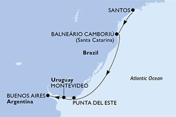 MSC Seaview - Brazílie, Uruguay, Argentina (Santos)