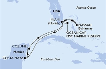 MSC Seaside - USA, Bahamy, Mexiko (z Miami)