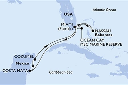 MSC Seaside - USA, Bahamy, Mexiko (z Miami)