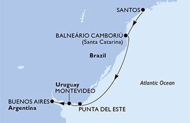 MSC Seaview - Brazílie, Uruguay, Argentina (Santos)