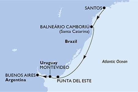 MSC Seaview - Brazílie, Uruguay, Argentina (Santos)