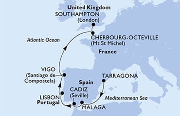 MSC Meraviglia - Španělsko, Portugalsko, Francie, Velká Británie (Tarragona)