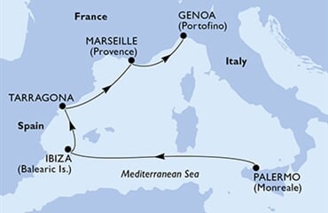MSC Seaview - Itálie, Španělsko, Francie (Palermo)