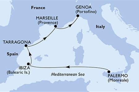 MSC Seaview - Itálie, Španělsko, Francie (Palermo)