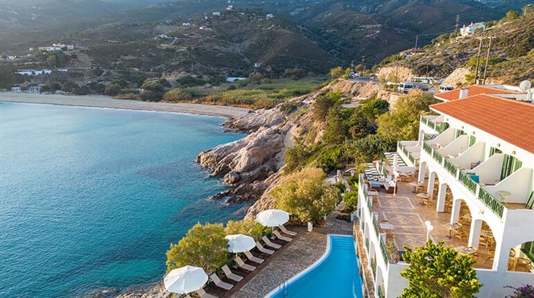 Hotel Erofili Beach: fotografie vybavení exteriérů a interiérů ubytování.