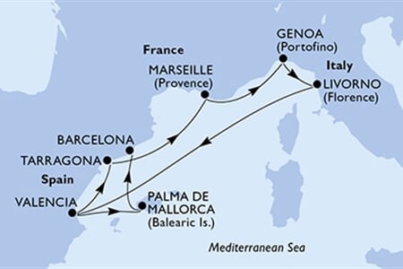 MSC SINFONIA - Španělsko, Francie, Itálie (Valencie)