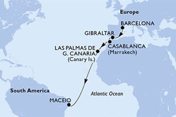 MSC Splendida - Španělsko, Gibraltar, Maroko, Brazílie (z Barcelony)