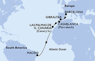 MSC Splendida - Španělsko, Gibraltar, Maroko, Brazílie (z Barcelony)