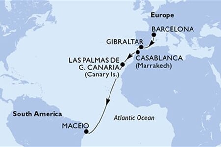 MSC SPLENDIDA - Španělsko, Gibraltar, Maroko, Brazílie (z Barcelony)