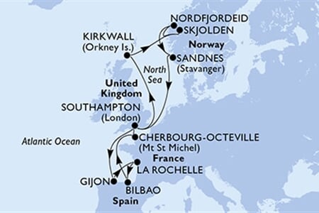 MSC Meraviglia - Velká Británie, Španělsko, Francie, Norsko (ze Southamptonu)