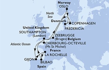 MSC Meraviglia - Velká Británie, Španělsko, Francie, Norsko, Dánsko, ... (ze Southamptonu)