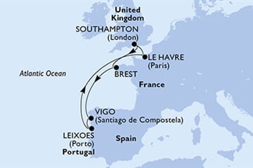 MSC Meraviglia - Velká Británie, Francie, Španělsko, Portugalsko (ze Southamptonu)
