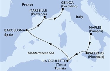 MSC Euribia - Itálie, Tunisko, Španělsko, Francie (Neapol)