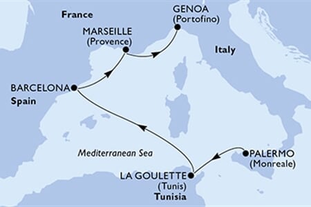 MSC EURIBIA - Itálie, Tunisko, Španělsko, Francie (Palermo)