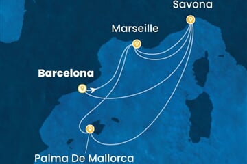 Costa Diadema - Španělsko, Francie, Itálie (z Barcelony)