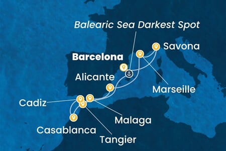 Costa Diadema - Španělsko, Maroko, Francie, Itálie (z Barcelony)