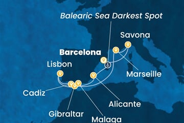 Costa Diadema - Španělsko, Portugalsko, Velká Británie, Francie, Itálie (z Barcelony)