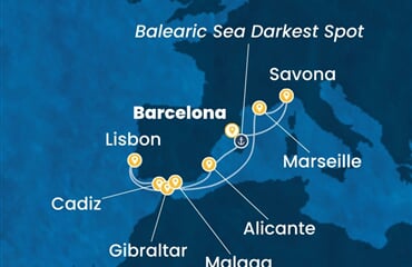 Costa Diadema - Španělsko, Portugalsko, Velká Británie, Francie, Itálie (z Barcelony)