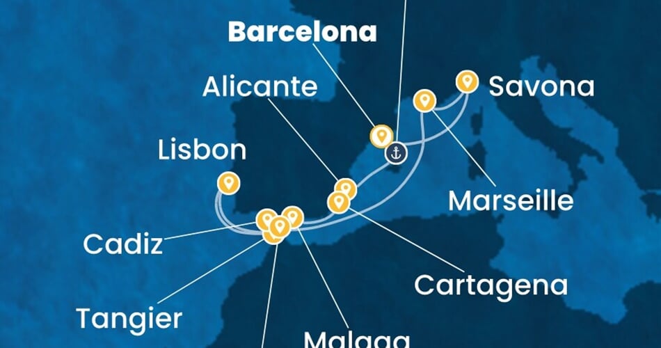 Trasa plavby CDI-BCN12A1B