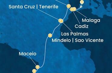 Costa Diadema - Španělsko, Portugalsko, Brazílie (z Barcelony)