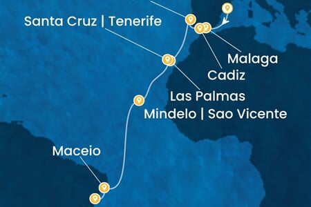 Costa Diadema - Španělsko, Portugalsko, Brazílie (z Barcelony)