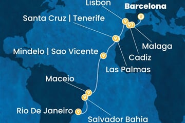 Costa Diadema - Španělsko, Portugalsko, Brazílie (z Barcelony)