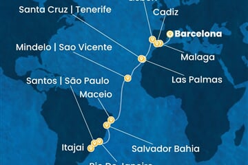 Costa Diadema - Španělsko, Portugalsko, Brazílie (z Barcelony)