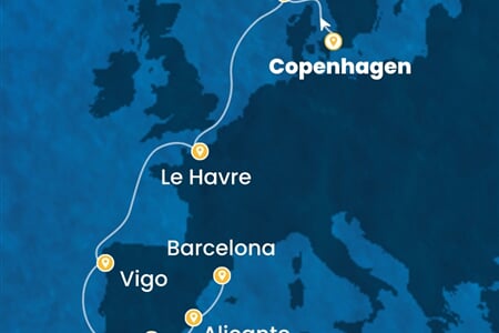 Costa Diadema - Dánsko, Norsko, Francie, Španělsko (z Kodaně)