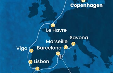 Costa Diadema - Dánsko, Francie, Španělsko, Portugalsko, Itálie (z Kodaně)