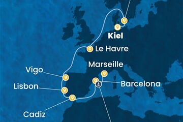 Costa Diadema - Německo, Dánsko, Francie, Španělsko, Portugalsko (z Kielu)