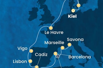 Costa Diadema - Německo, Dánsko, Francie, Španělsko, Portugalsko, ... (z Kielu)