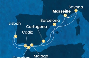 Costa Diadema - Francie, Itálie, Španělsko, Portugalsko, Velká Británie (z Marseille)
