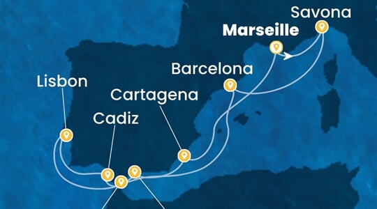 Costa Diadema - Francie, Itálie, Španělsko, Portugalsko, Velká Británie (z Marseille)