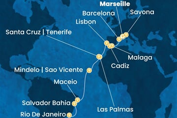 Costa Diadema - Francie, Itálie, Španělsko, Portugalsko, Brazílie (z Marseille)