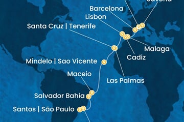 Costa Diadema - Francie, Itálie, Španělsko, Portugalsko, Brazílie (z Marseille)