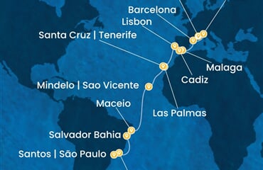 Costa Diadema - Francie, Itálie, Španělsko, Portugalsko, Brazílie (z Marseille)