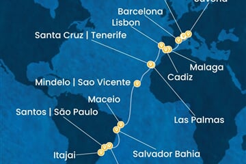 Costa Diadema - Francie, Itálie, Španělsko, Portugalsko, Brazílie (z Marseille)