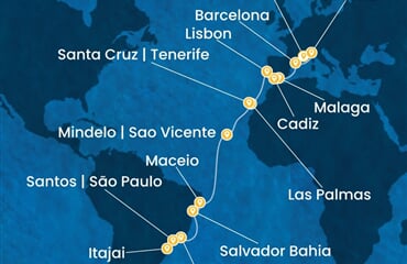 Costa Diadema - Francie, Itálie, Španělsko, Portugalsko, Brazílie (z Marseille)