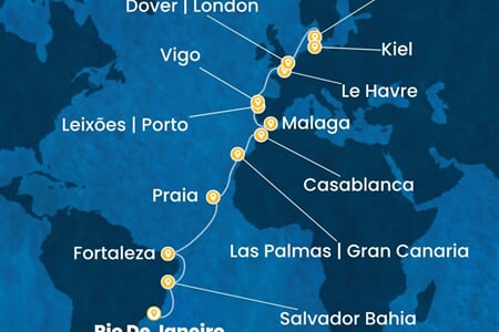 Costa Diadema - Brazílie, Španělsko, Maroko, Portugalsko, Francie, ... (z Rio de Janeira)