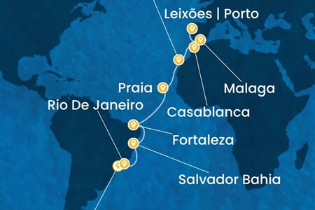 Costa Diadema - Brazílie, Španělsko, Maroko, Portugalsko (Santos)