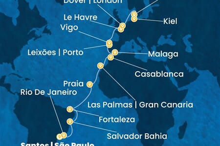 Costa Diadema - Brazílie, Španělsko, Maroko, Portugalsko, Francie, ... (Santos)