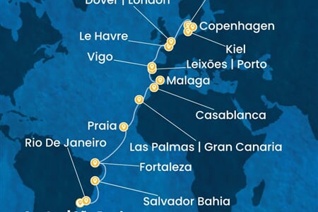 Costa Diadema - Brazílie, Španělsko, Maroko, Portugalsko, Francie, ... (Santos)