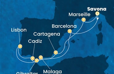 Costa Diadema - Itálie, Španělsko, Portugalsko, Velká Británie, Francie (ze Savony)