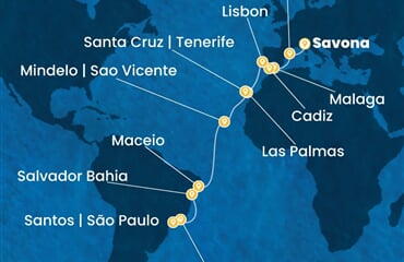 Costa Diadema - Itálie, Španělsko, Portugalsko, Brazílie (ze Savony)