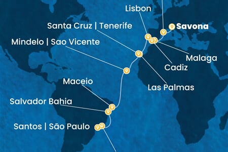 Costa Diadema - Itálie, Španělsko, Portugalsko, Brazílie (ze Savony)