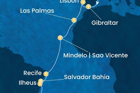 Costa Favolosa - Španělsko, Velká Británie, Portugalsko, Brazílie (z Barcelony)